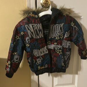 Boys. Kids. Toddler  3t leather bomber fur hood